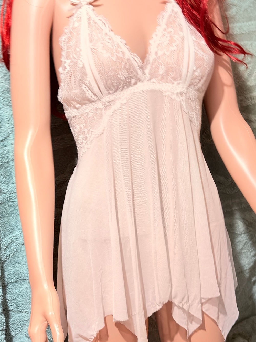 Source Unknown Sheer Lace Chemise in Light Pink